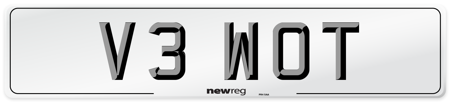 V3 WOT Number Plate from New Reg